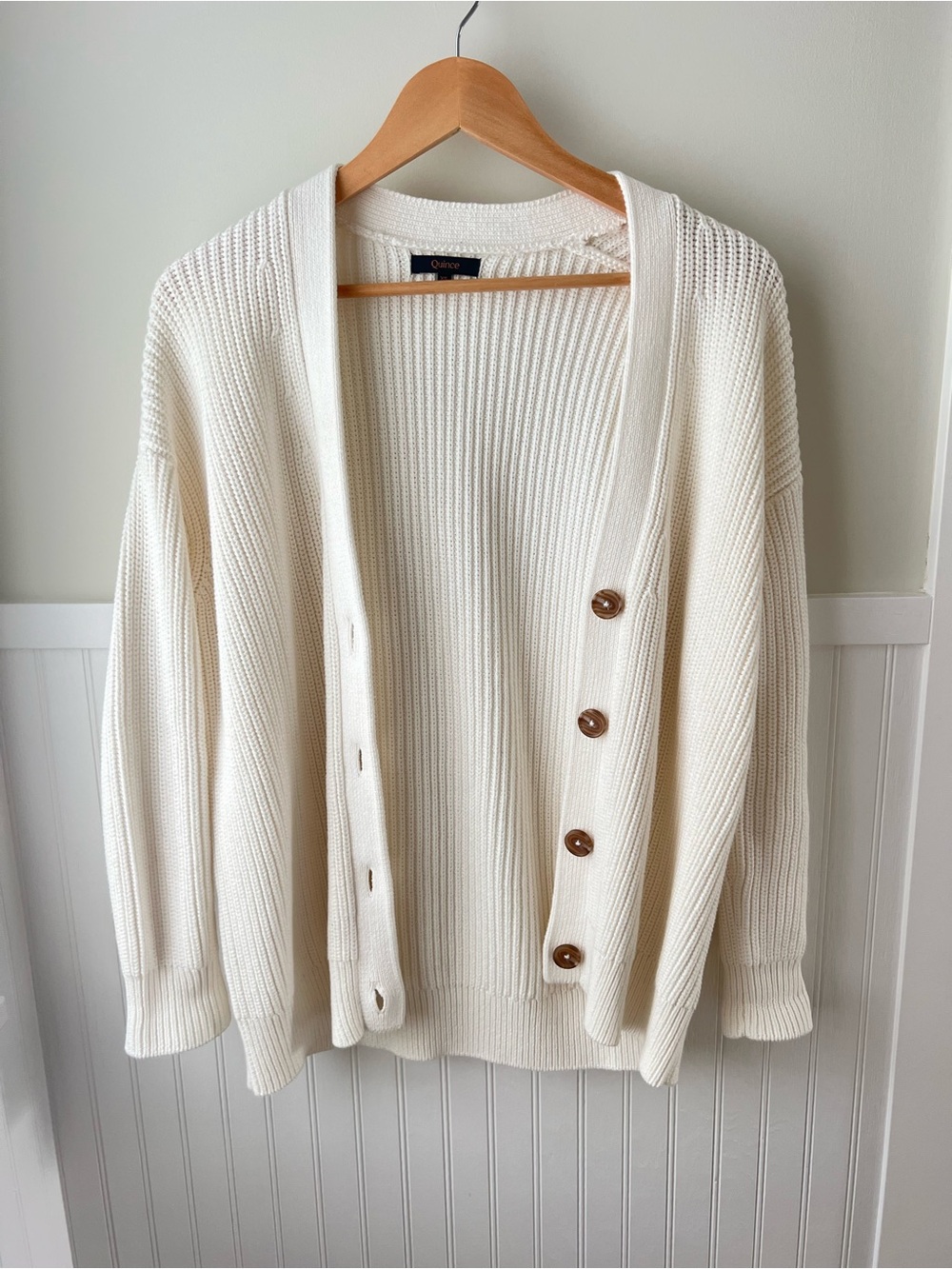 Quince Cream Chunky Ribbed Button Cardigan